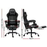 Artiss 6 Point Massage Gaming Office Chair Footrest Black - Image 2