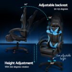 Artiss 6 Point Massage Gaming Office Chair 7 LED Footrest Cyan Blue - Image 6