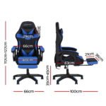 Artiss Gaming Office Chair 12 RGB LED Massage Computer Work Seat Footrest Blue - Image 2