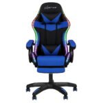 Artiss Gaming Office Chair 12 RGB LED Massage Computer Work Seat Footrest Blue - Image 3