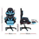 Artiss Gaming Office Chair 12 RGB LED Massage Computer Work Seat Footrest Cyan - Image 2