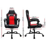 Artiss 2 Point Massage Gaming Office Chair PU Leather Red - Image 2