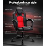 Artiss 2 Point Massage Gaming Office Chair PU Leather Red - Image 3