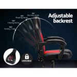 Artiss 2 Point Massage Gaming Office Chair PU Leather Red - Image 5