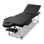 Zenses Massage Table 60cm Portable 3 Fold Aluminium Beauty Bed Black - Image 8