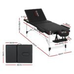 Zenses Massage Table 65cm Portable 3 Fold Aluminium Beauty Bed Black - Image 2