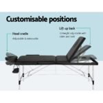 Zenses Massage Table 65cm Portable 3 Fold Aluminium Beauty Bed Black - Image 5