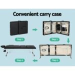 Zenses Massage Table 65cm Portable 3 Fold Aluminium Beauty Bed Black - Image 6