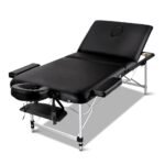 Zenses Massage Table 75cm Portable 3 Fold Aluminium Beauty Bed Black - Image 8