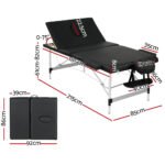 Zenses Massage Table 85cm Portable 3 Fold Aluminium Beauty Bed Black - Image 2
