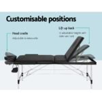 Zenses Massage Table 85cm Portable 3 Fold Aluminium Beauty Bed Black - Image 5