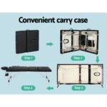 Zenses Massage Table 85cm Portable 3 Fold Aluminium Beauty Bed Black - Image 6