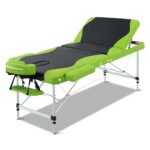 Zenses Massage Table 75cm Portable 3 Fold Aluminium Beauty Bed Green - Image 8