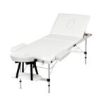 Zenses Massage Table 65cm Portable 3 Fold Aluminium Beauty Bed White - Image 7