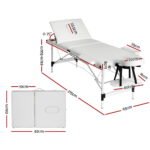 Zenses Massage Table 65cm Portable 3 Fold Aluminium Beauty Bed White - Image 2