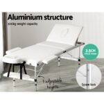Zenses Massage Table 65cm Portable 3 Fold Aluminium Beauty Bed White - Image 4