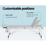 Zenses Massage Table 65cm Portable 3 Fold Aluminium Beauty Bed White - Image 5