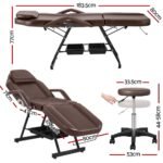 Zenses Massage Table Adjustable Salon Bed Chair 3-Fold Brown - Image 2