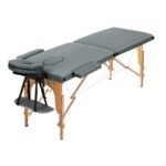 Zenses Massage Table 56cm Portable 2 Fold Wooden Beauty Bed Grey - Image 7