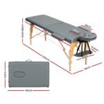 Zenses Massage Table 56cm Portable 2 Fold Wooden Beauty Bed Grey - Image 2