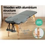Zenses Massage Table 56cm Portable 2 Fold Wooden Beauty Bed Grey - Image 4
