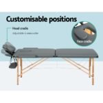 Zenses Massage Table 56cm Portable 2 Fold Wooden Beauty Bed Grey - Image 5