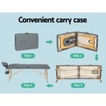 Zenses Massage Table 56cm Portable 2 Fold Wooden Beauty Bed Grey - Image 6