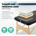 Zenses Massage Table 70cm Portable 3 Fold Wooden Beauty Bed Black - Image 4