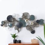 Artiss Metal Wall Art Hanging Sculpture 132cm Home Decor Leaf Circles Blue - Image 7