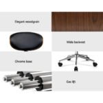 Artiss Wooden Office Chair Leather Seat Black - Image 4