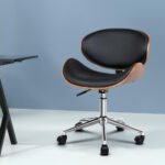 Artiss Wooden Office Chair Leather Seat Black - Image 8