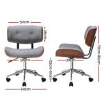 Artiss Wooden Office Chair Fabric Seat Grey - Image 2