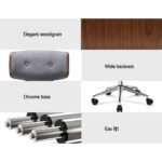 Artiss Wooden Office Chair Fabric Seat Grey - Image 4