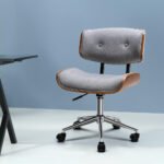 Artiss Wooden Office Chair Fabric Seat Grey - Image 8
