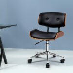Artiss Wooden Office Chair PU Seat Black Brown - Image 8