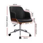 Artiss Wooden Office Chair Fabric Seat Black - Image 2