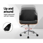 Artiss Wooden Office Chair Fabric Seat Black - Image 4
