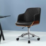 Artiss Wooden Office Chair Fabric Seat Black - Image 7