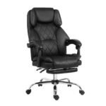 Artiss Executive Office Chair Leather Footrest Black - Image 7