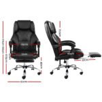 Artiss Executive Office Chair Leather Footrest Black - Image 2