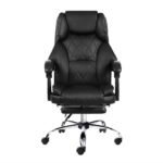 Artiss Executive Office Chair Leather Footrest Black - Image 3