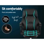 Artiss Executive Office Chair Leather Footrest Black - Image 5