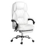 Artiss Executive Office Chair Leather Footrest White - Image 7