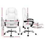 Artiss Executive Office Chair Leather Footrest White - Image 2