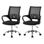 Artiss 2x Mesh Office Chair Mid Back Black
