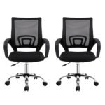 Artiss 2x Mesh Office Chair Mid Back Black - Image 3