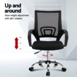 Artiss 2x Mesh Office Chair Mid Back Black - Image 4