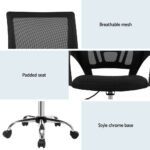 Artiss 2x Mesh Office Chair Mid Back Black - Image 6