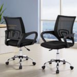 Artiss 2x Mesh Office Chair Mid Back Black - Image 7