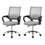 Artiss 2x Mesh Office Chair Mid Back Grey